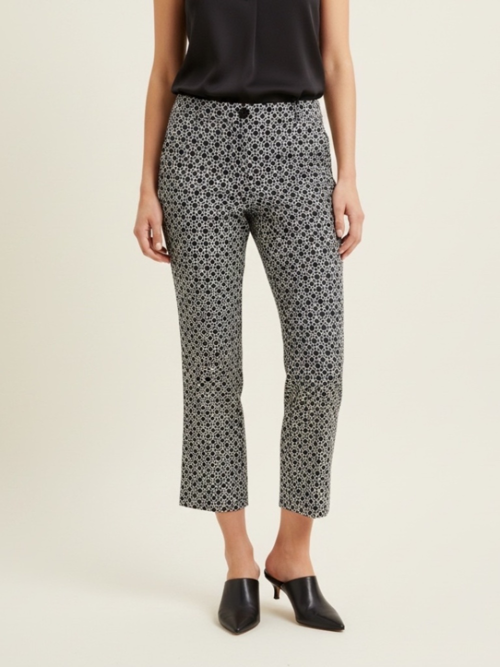 Jessica Dream Fit Black White Geometric Pattern Cropped Ankle Pants Size 10